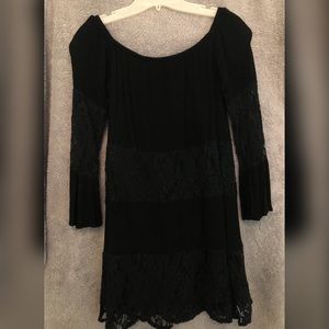 Long sleeve black lace top